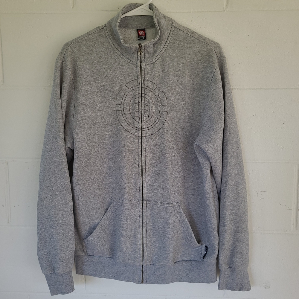 Element Heather Grey Zip Up Sweatshirt with Logo Graphic men size Small